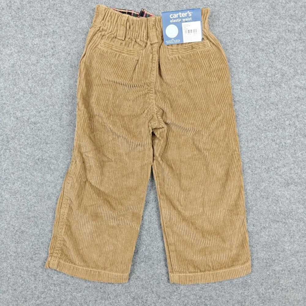 Carter's Pants‎ Boys Size 18-24 Months Beige Corduroy Elastic Waist Holiday New